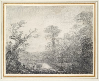 Paesaggio boscoso con mandriano, mucche e campanile da Thomas Gainsborough