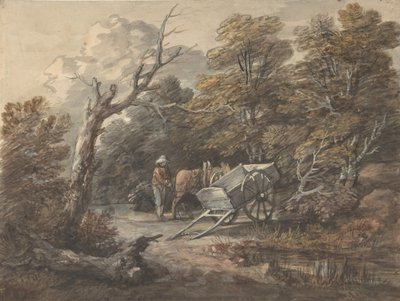Scena boschiva con un contadino, un cavallo e un carro, ca. 1760 da Thomas Gainsborough