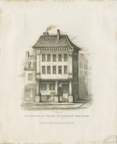 Lichfield - Luogo di Nascita del Dr. Johnson: incisione da Thomas George Lomax