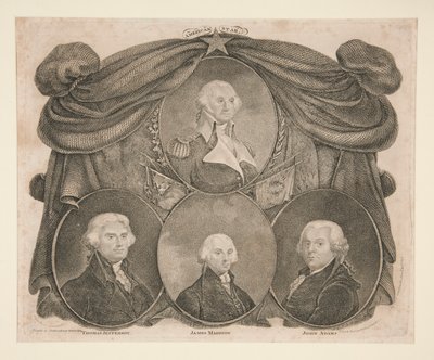 Stella americana, Washington, Jefferson, Madison e Adams da Thomas Gimbrede