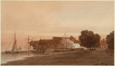 Cantiere navale alla foce di un estuario da Thomas Girtin