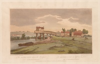 Una selezione di venti delle vedute più pittoresche di Parigi: Il mulino ad acqua sopra il ponte a Charenton da Thomas Girtin