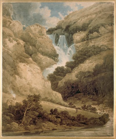 La gola di Wathenlath con le cascate di Lodore, Derwentwater, c1801 da Thomas Girtin