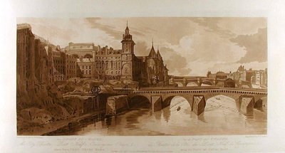 Veduta del Pont au Change, del Teatro della Città, del Pont Neuf, della prigione della Conciergerie ecc., presa dal Pont Notre-Dame da Thomas Girtin