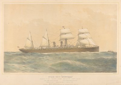 Nave a vapore Austral appartenente alla Orient Steam Navigation Company Limited, c.1868-74 da Thomas Goldsworth Dutton