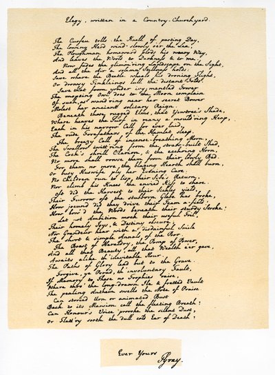Elegia, scritta in un cimitero di campagna da Thomas Gray
