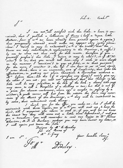 Lettera di Thomas Gray riguardante l