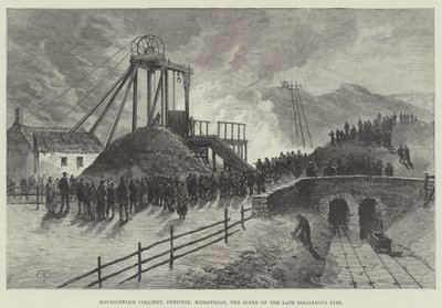 Mauricewood Colliery, Penicuik, Midlothian, scena del recente disastroso incendio da Thomas Harrington Wilson