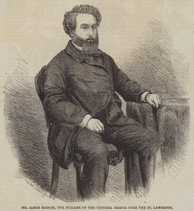 Il signor James Hodges, il costruttore del ponte Victoria sul San Lorenzo da Thomas Harrington Wilson