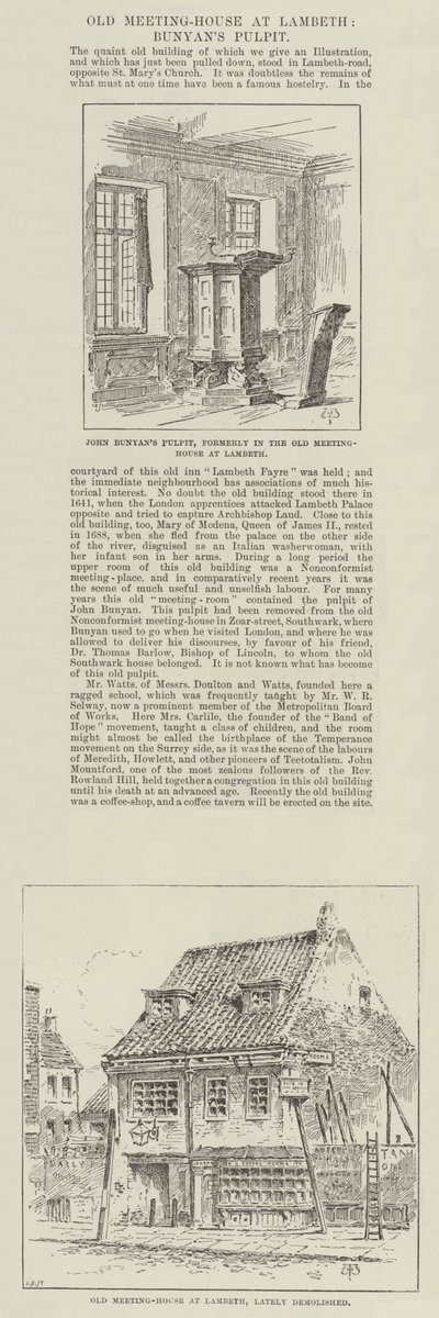Vecchia Sala delle Riunioni a Lambeth, Pulpito di Bunyan da Thomas Harrington Wilson