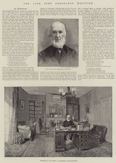 Il defunto John Greenleaf Whittier da Thomas Harrington Wilson