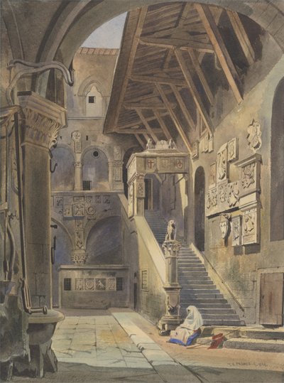 Corte del Bargello, Firenze, 1839 da Thomas Hartley Cromek