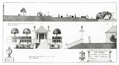 Southport: Sezione e dettagli della terrazza superiore e dei muri, da 
