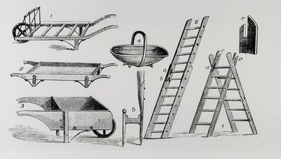Carriole, trug e scale, da 