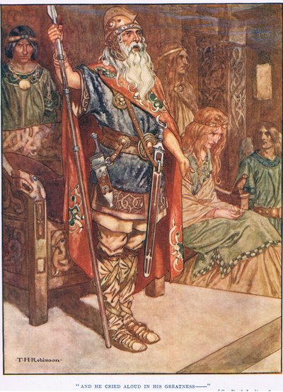 E gridò ad alta voce nella sua grandezza (litho) da Thomas Heath Robinson