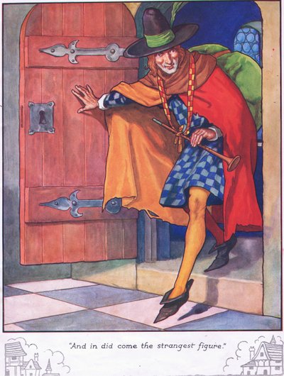 "Ed entrò la figura più strana" (litografia a colori) da Thomas Heath Robinson