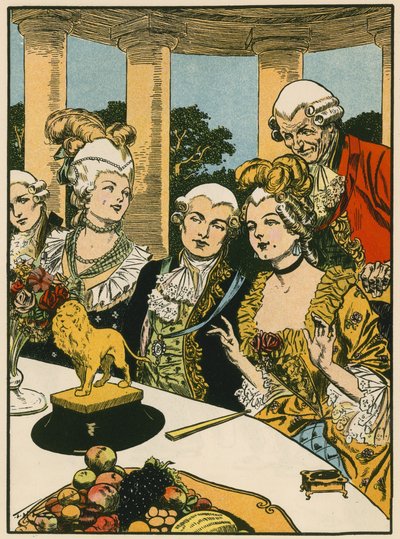 Leone di burro di Canova (litografia a colori) da Thomas Heath Robinson