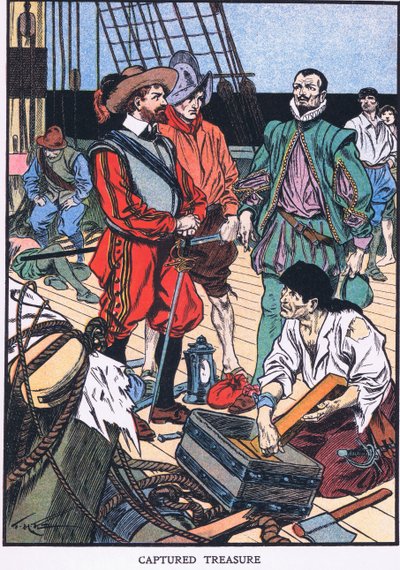 Tesoro catturato (litografia a colori) da Thomas Heath Robinson