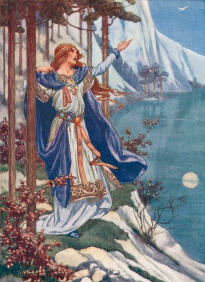 Edvard Grieg: Un cigno (litografia a colori) da Thomas Heath Robinson