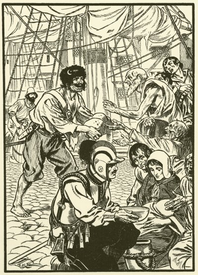 Nutrire i cittadini affamati (incisione) da Thomas Heath Robinson