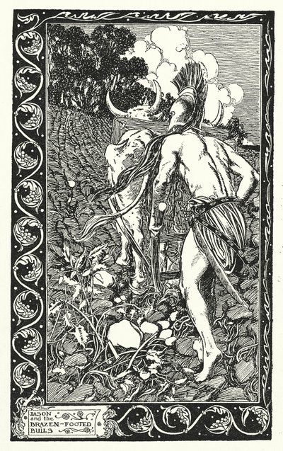 Giasone e i tori dalle zampe sfacciate (litografia) da Thomas Heath Robinson