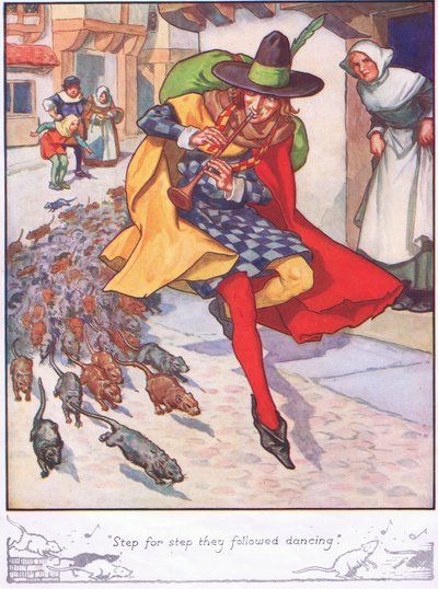 "Passo dopo passo seguivano la danza" (litografia a colori) da Thomas Heath Robinson