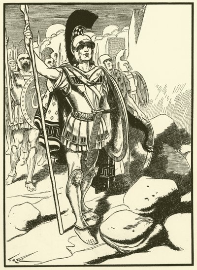I Greci davanti a Troia (incisione) da Thomas Heath Robinson