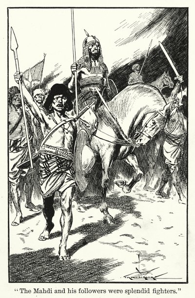 "Il Mahdi e i suoi seguaci erano splendidi combattenti" (litografia) da Thomas Heath Robinson