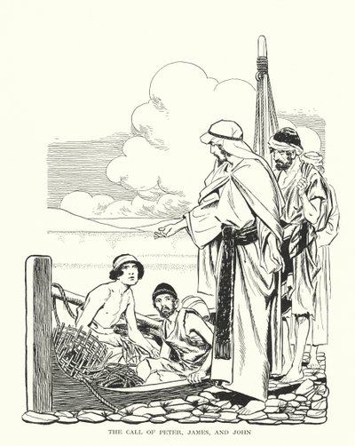 La chiamata di Pietro, Giacomo e Giovanni (litografia) da Thomas Heath Robinson