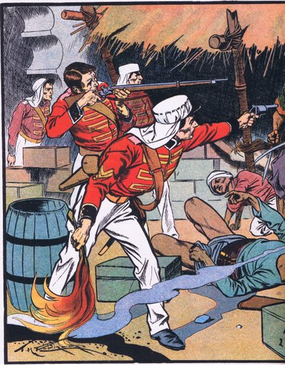La distruzione della rivista a Delhi (litografia a colori) da Thomas Heath Robinson