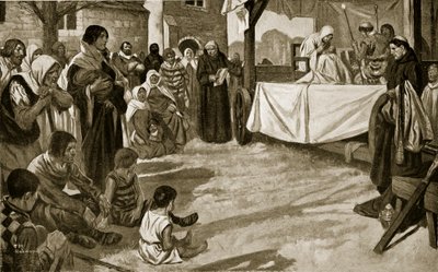 La rappresentazione di un primo dramma giallo, illustrazione da "Hutchinson