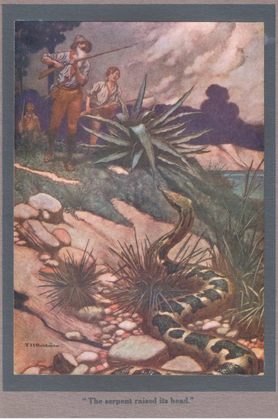 Il serpente alzò la testa (litografia a colori) da Thomas Heath Robinson