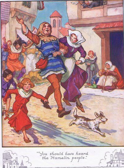 "Avreste dovuto sentire gli abitanti di Hamelin" (litografia a colori) da Thomas Heath Robinson