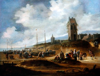 Veduta di Egmond con Pescatori che Vendono il Loro Pescato da Thomas Heeremans