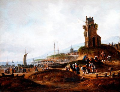 Veduta di Scheveningen, con Pescatori che Vendono il Loro Pescato da Thomas Heeremans