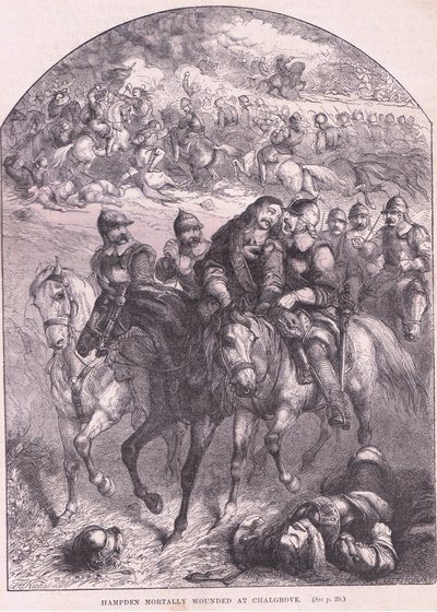 Hampden mortalmente ferito a Chalgrove AD 1643 da Thomas Henry Nicholson