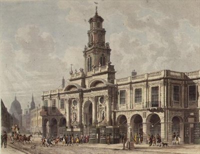 Veduta della Royal Exchange, Cornhill, inciso da Daniel Havell (1785-1826), pub. 1816 da 