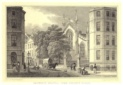 Cappella cattolica, da Picardy Place da Thomas Hosmer (after) Shepherd