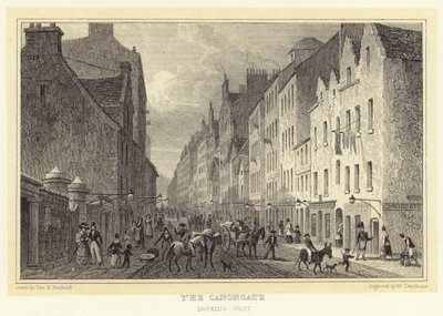 The Canongate, vista verso ovest (incisione) da Thomas Hosmer (after) Shepherd