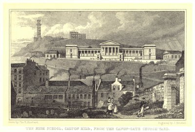 La Scuola Superiore, Calton Hill, dal cimitero della chiesa di Canon-Gate da Thomas Hosmer (after) Shepherd