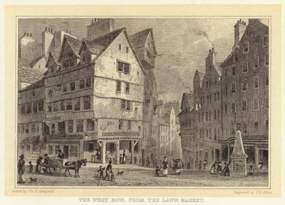 Il West Bow, dal Lawn Market da Thomas Hosmer (after) Shepherd