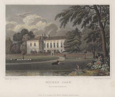 Wicken Park, Northamptonshire (incisione colorata) da Thomas Hosmer (after) Shepherd