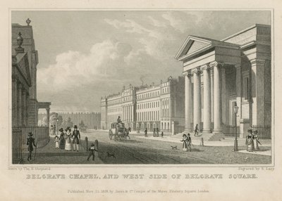 Cappella di Belgrave e il lato ovest di Belgrave Square da Thomas Hosmer Shepherd