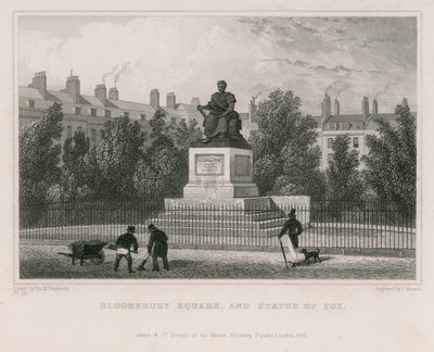 Bloomsbury Square, e statua di Fox da Thomas Hosmer Shepherd