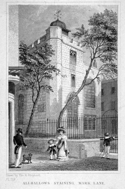Chiesa di All Hallows Staining, Londra, 1829 da Thomas Hosmer Shepherd