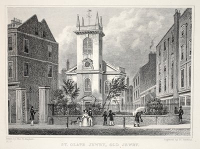 Chiesa di St Olave Jewry, Old Jewry, da Londra e i suoi Dintorni nel XIX Secolo pub. Jones und Co., 1827-1829 da Thomas Hosmer Shepherd