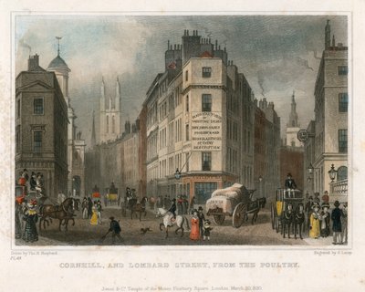Cornhill e Lombard Street, Londra, dal Poultry da Thomas Hosmer Shepherd