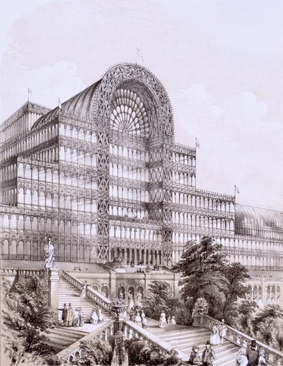 Crystal Palace a Sydenham, la parte anteriore del Grande Transepto, c1854 da Thomas Hosmer Shepherd