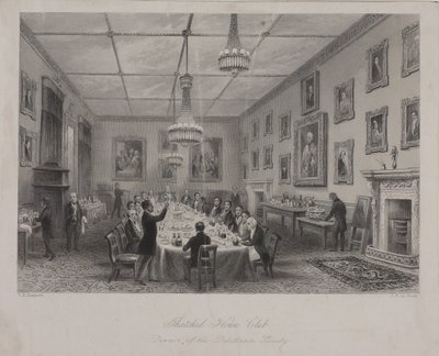 Cena del Dilettanti Society, taverna Thatched House in St Jamess Street, c.1840 da Thomas Hosmer Shepherd