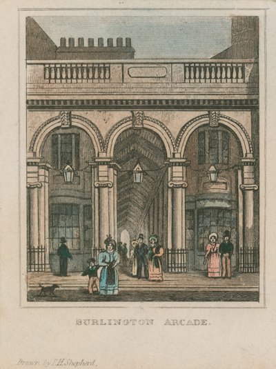 Vista esterna di Burlington Arcade da Thomas Hosmer Shepherd